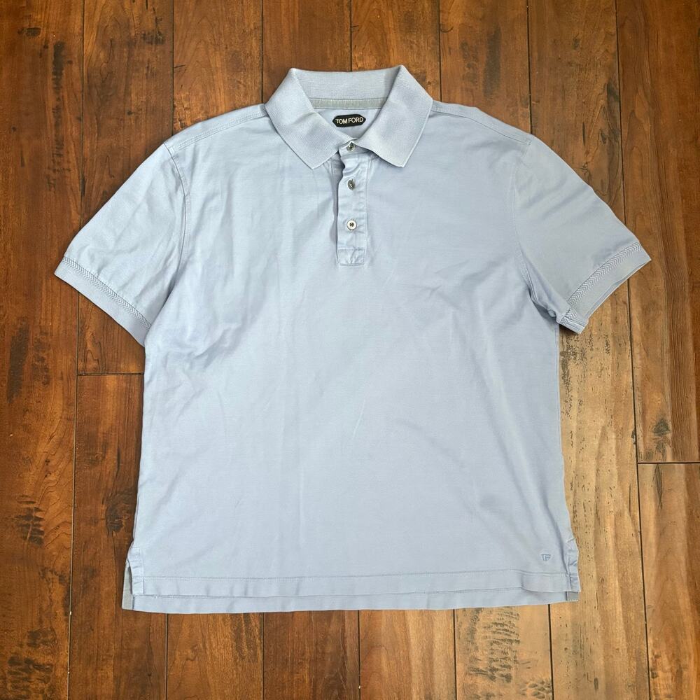 Tom Ford Polo Shirt Mens 58 Blue Golf Quiet Luxury 100% Cotton Collared Knit